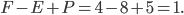 F-E+P = 4-8+5=1.