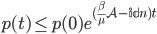 p(t) \leq p(0)e^{(\frac{\beta}{\mu} \mathcal{A} - \mathbb{id}n) t}